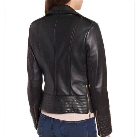 Badgley Mischka Gia Moto Leather Jacket - Picture 3 of 13